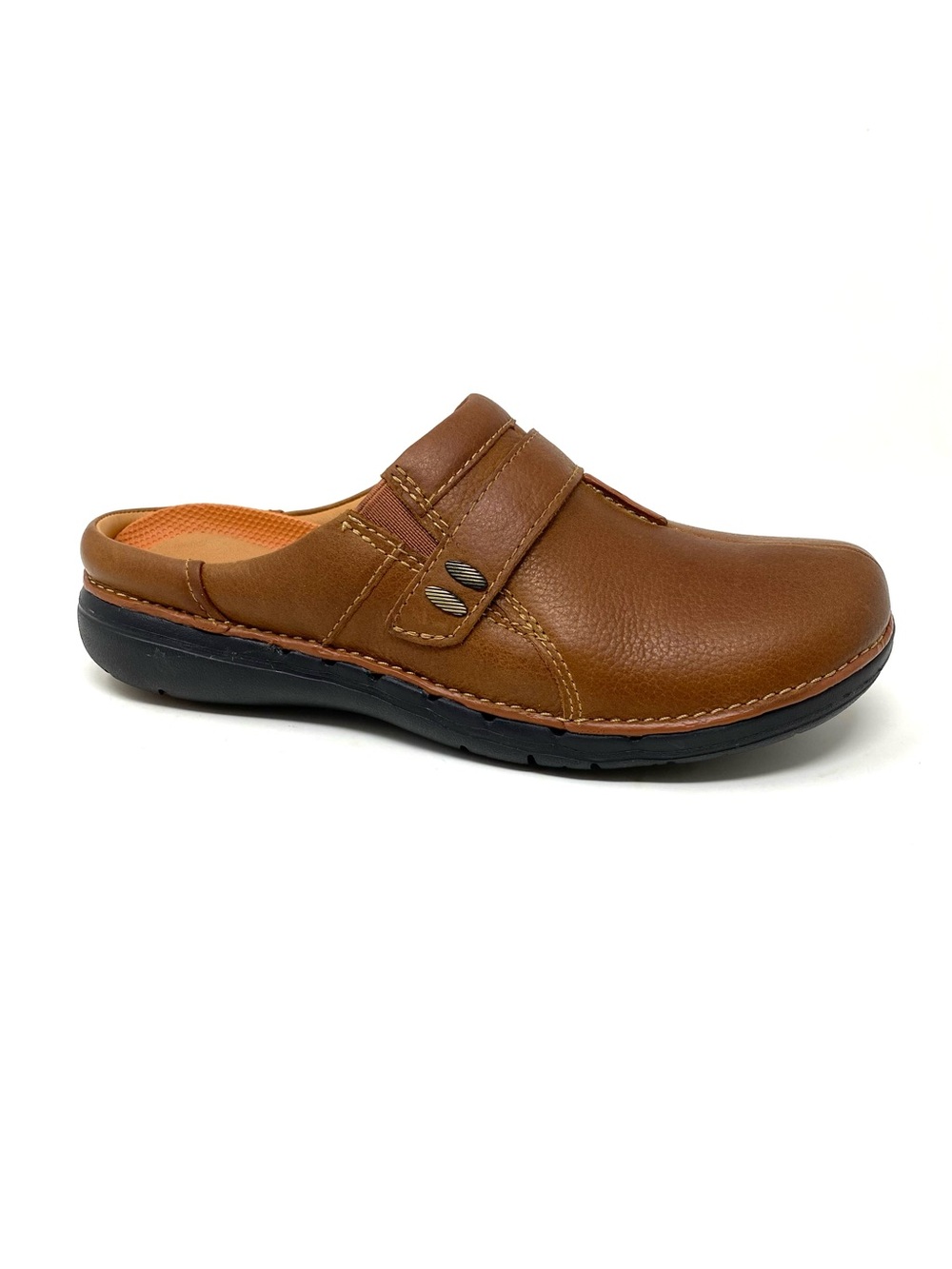 Clarks Un Loop Ease Dark Tan Leather Clog Mule 6.5W NIB New Comfort 26174969